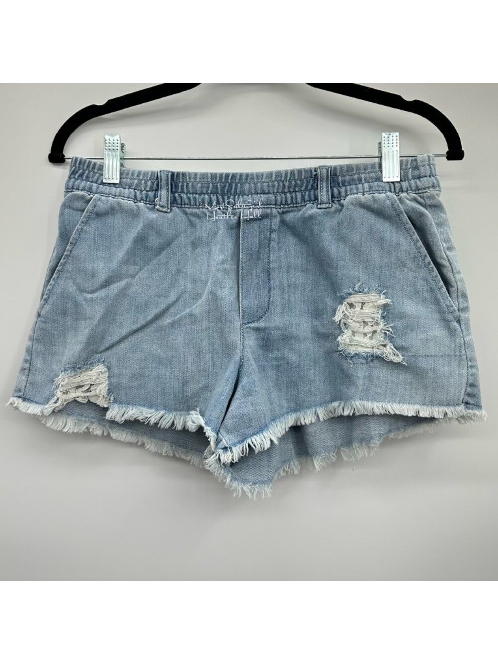 Aerie Distressed with Floral Lace Exposed Pockets Jean Shorts Size Small / 29